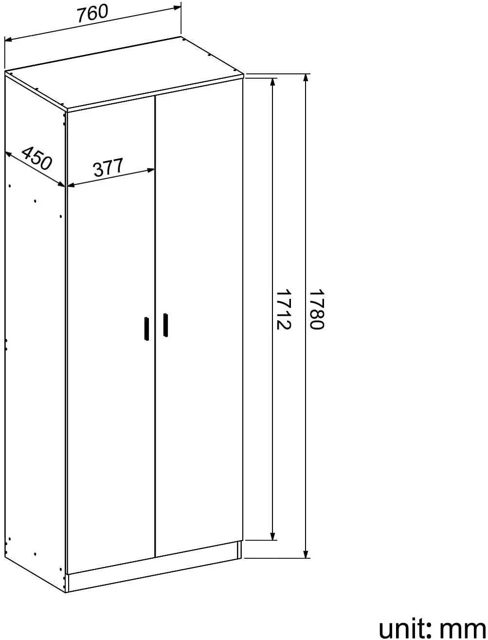 Modern Wardrobe with Mirror/ Black