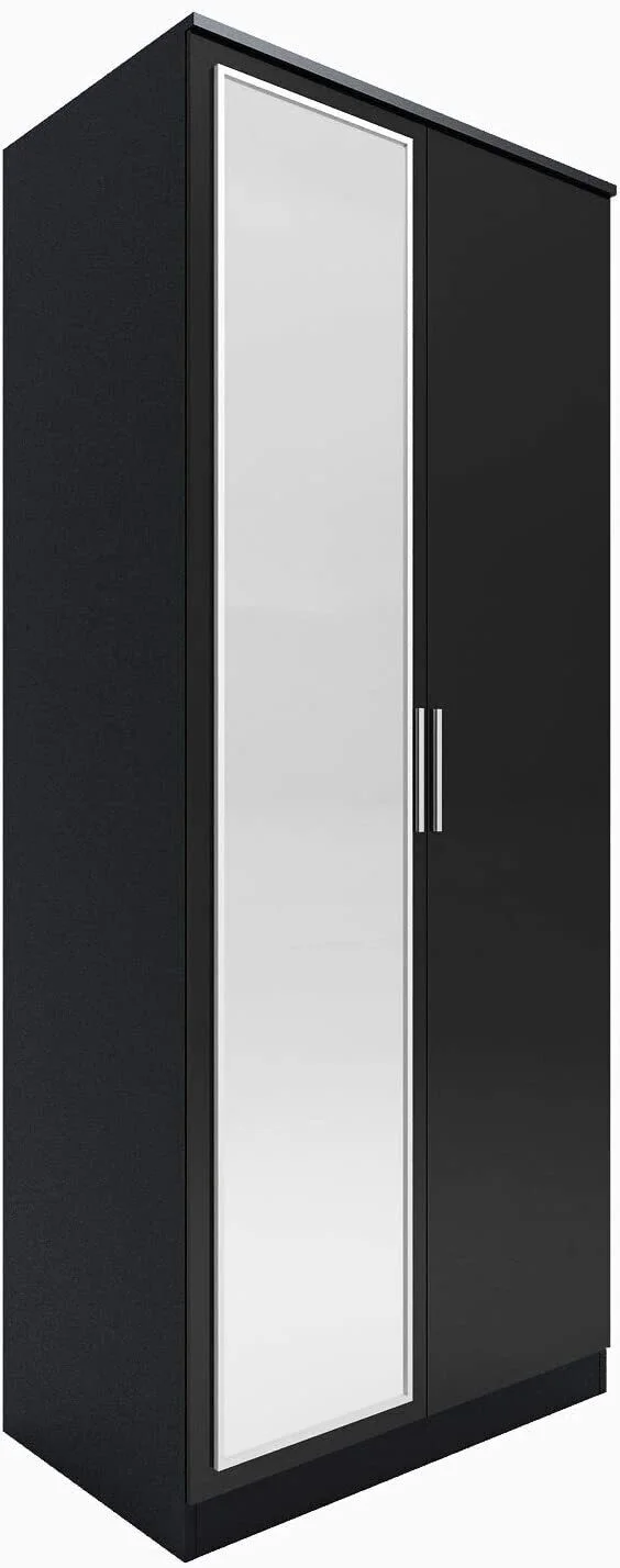 Modern Wardrobe with Mirror/ Black