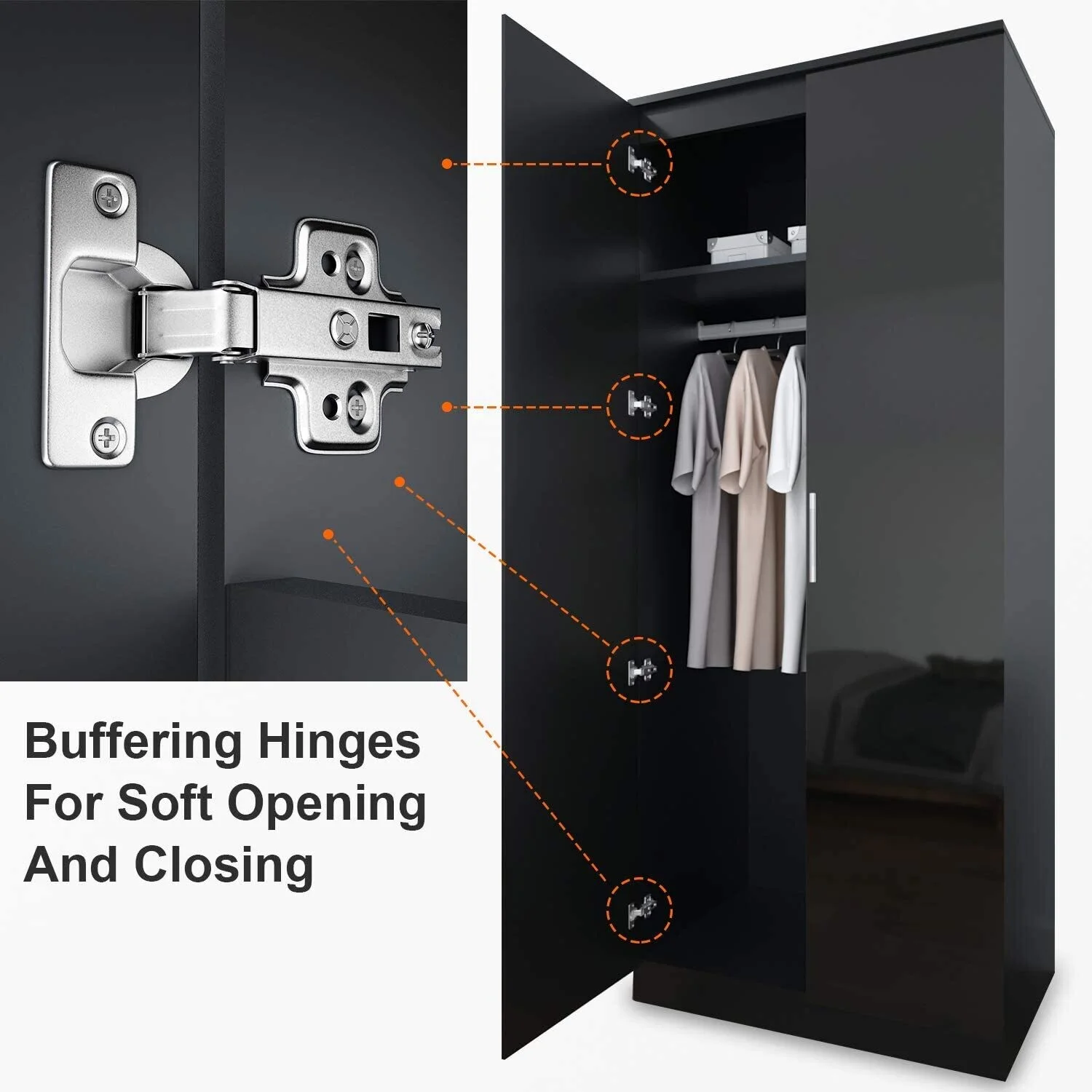 Modern Wardrobe with Mirror/ Black