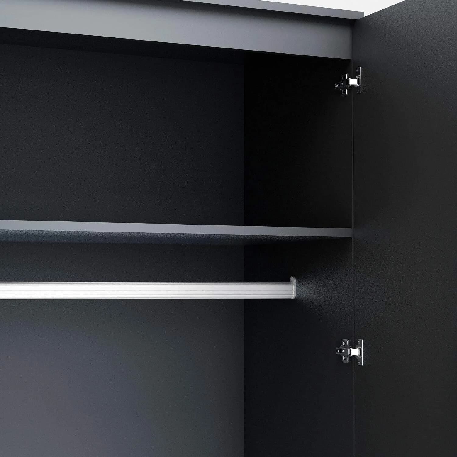 Modern Wardrobe with Mirror/ Black
