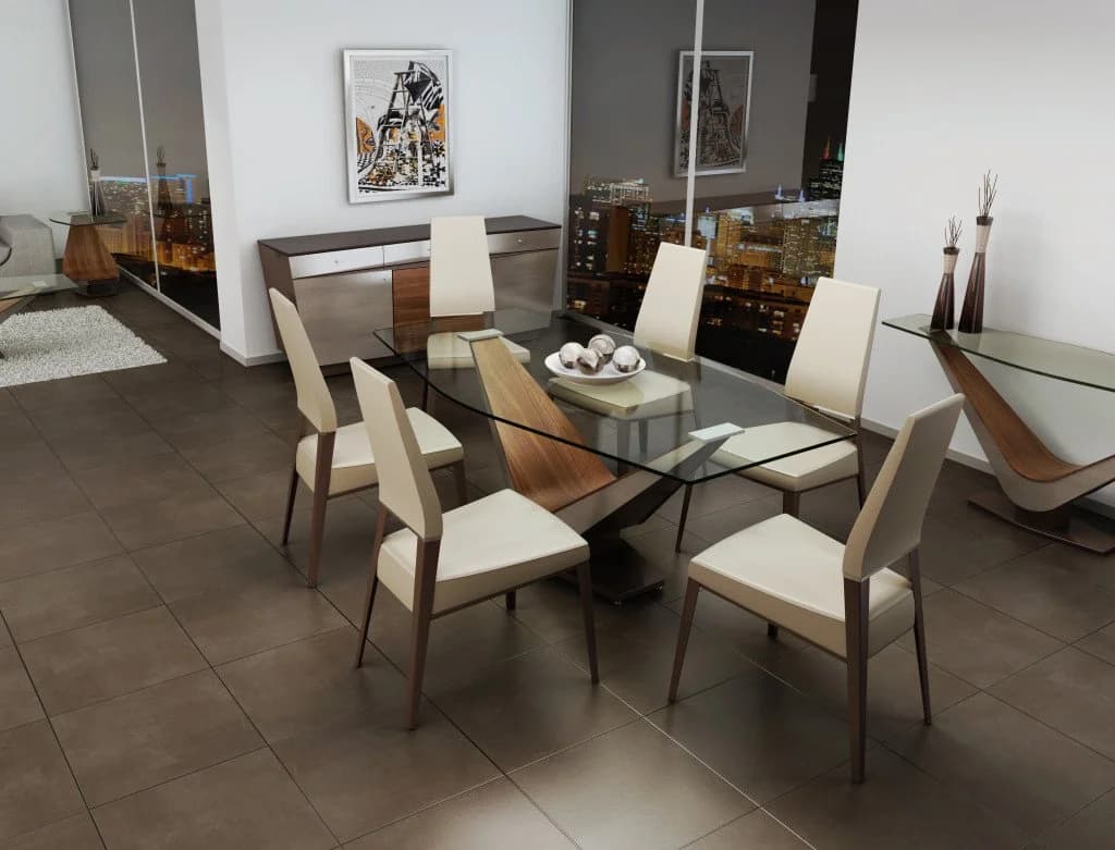 Solid Wood 6 Seater Dining Table With Set Of Chairs