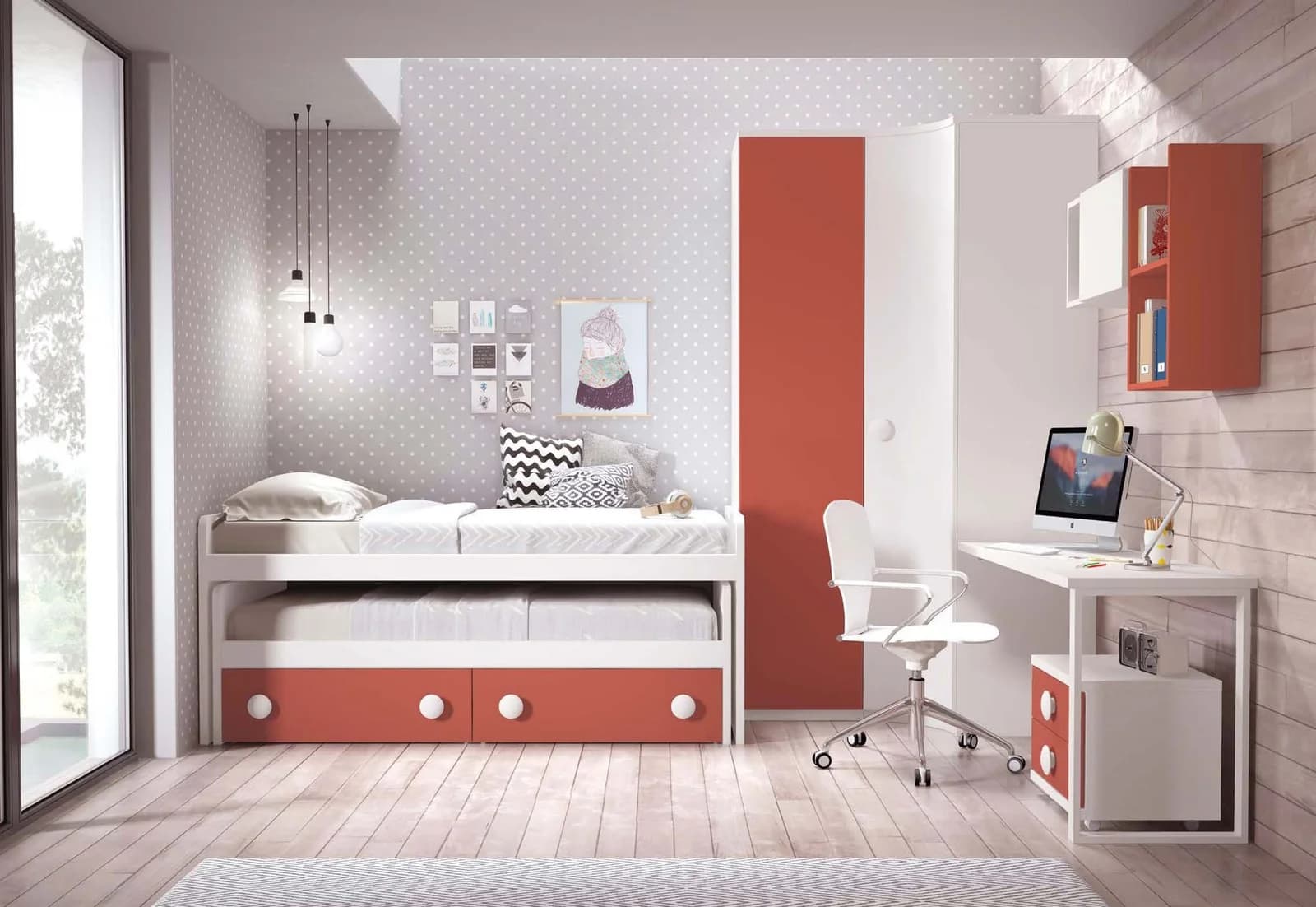 Children’s trundle bed with storage