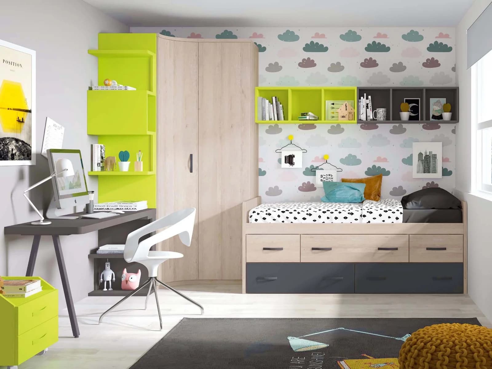 Complete bedroom with bed