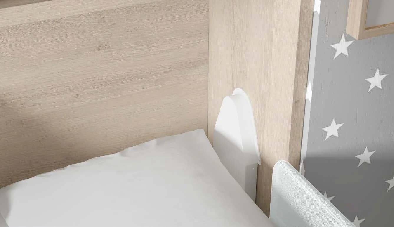 bed with bookcase