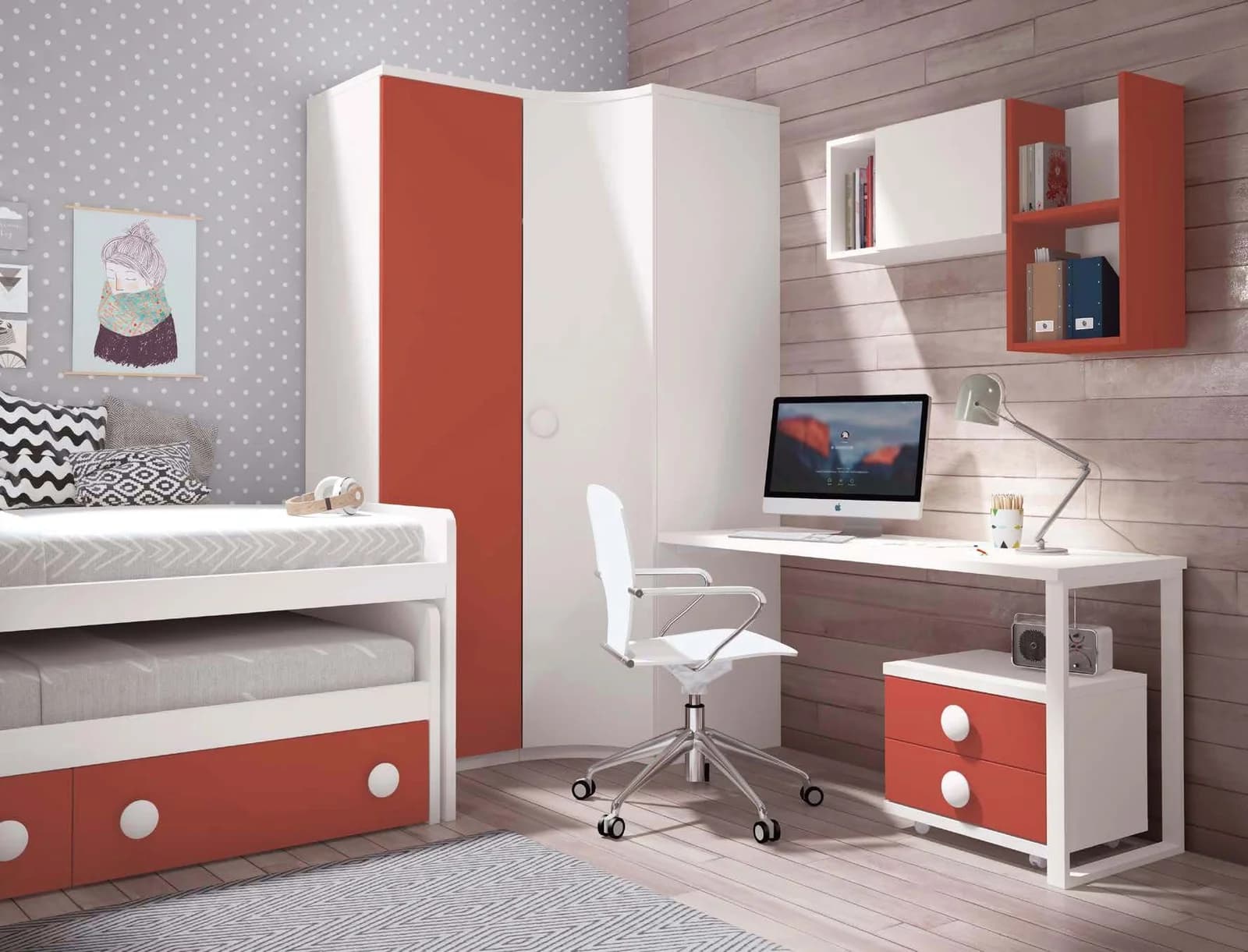 Children’s trundle bed with storage