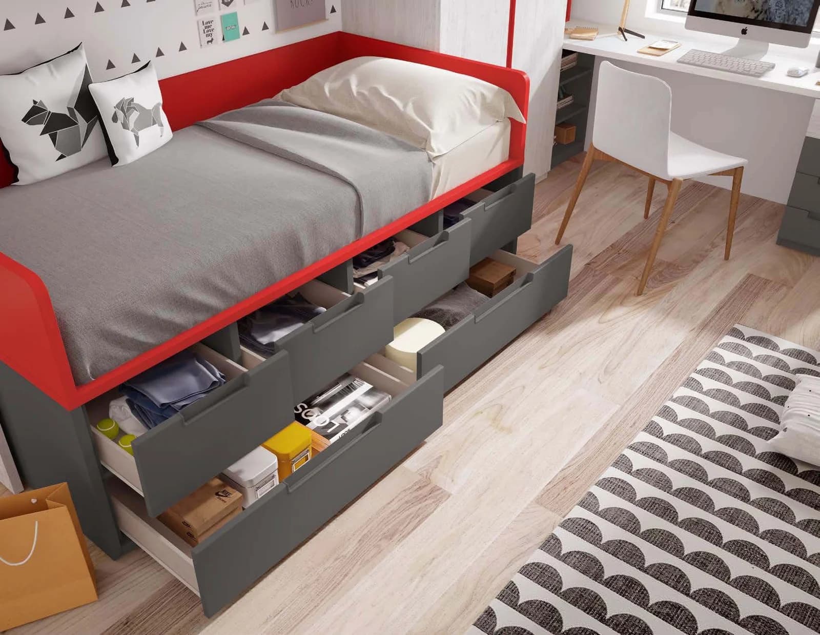 Single bed with storage