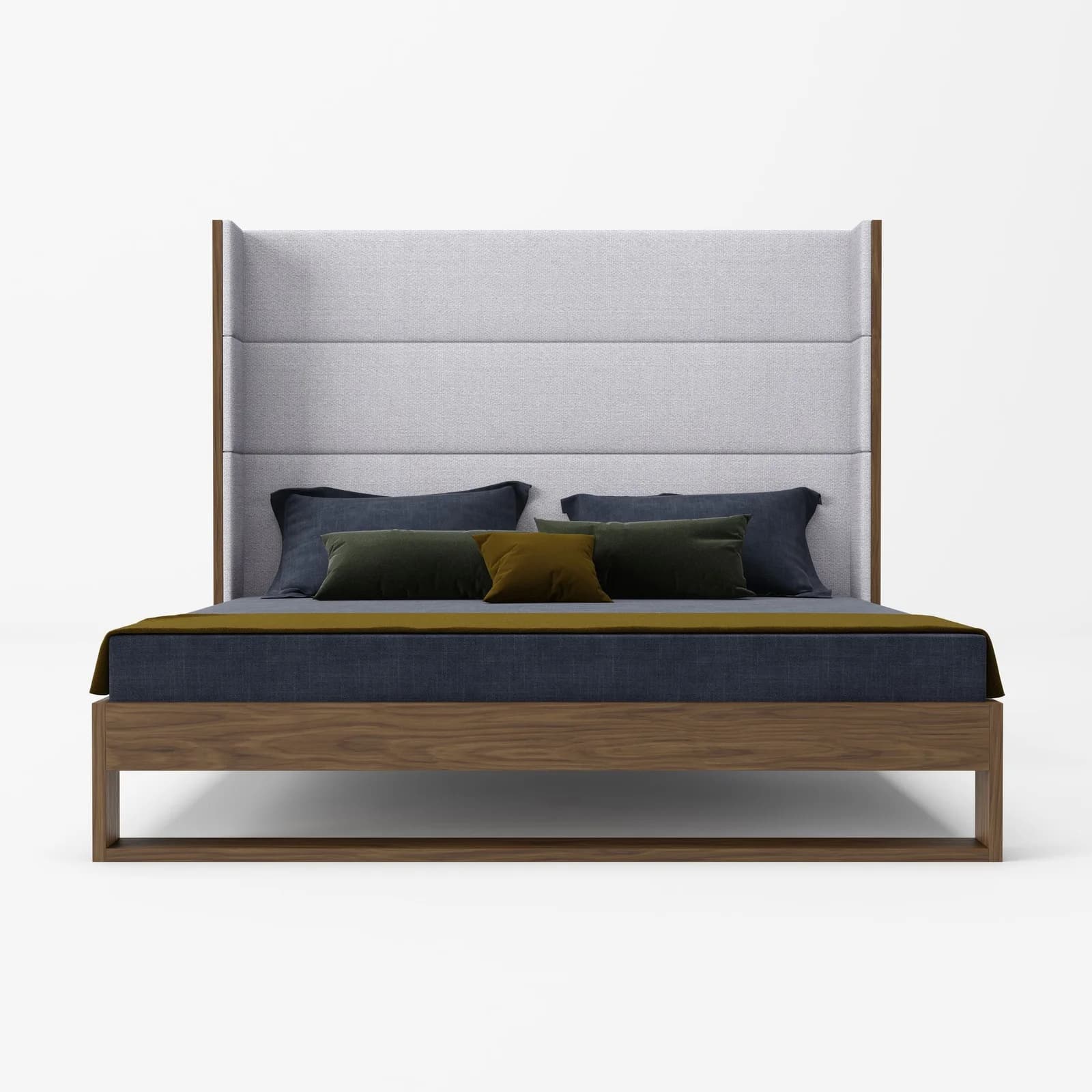 Fabric & Walnut  Bed