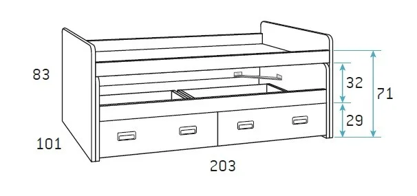 Children’s trundle bed with storage