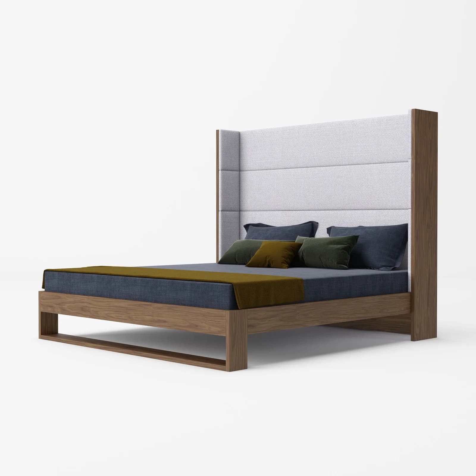 Fabric & Walnut  Bed