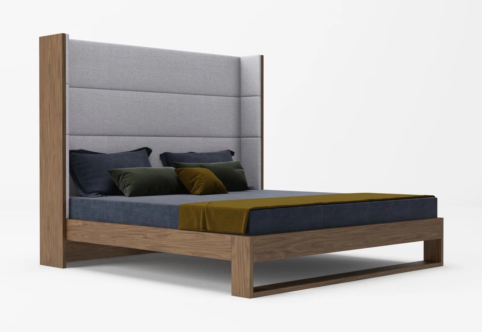 Fabric & Walnut  Bed