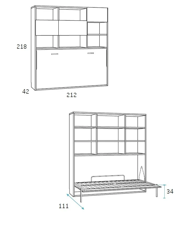 bed with bookcase