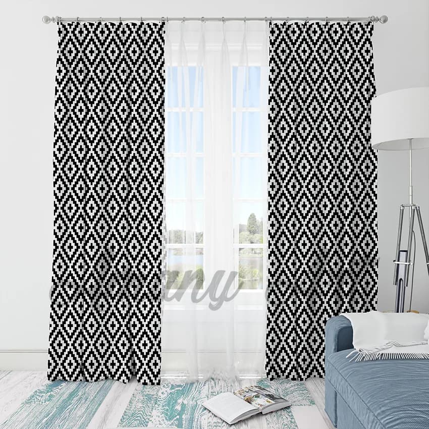 Curtain With A Combination Of Black and White