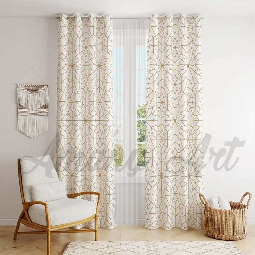 Golden And White Curtain