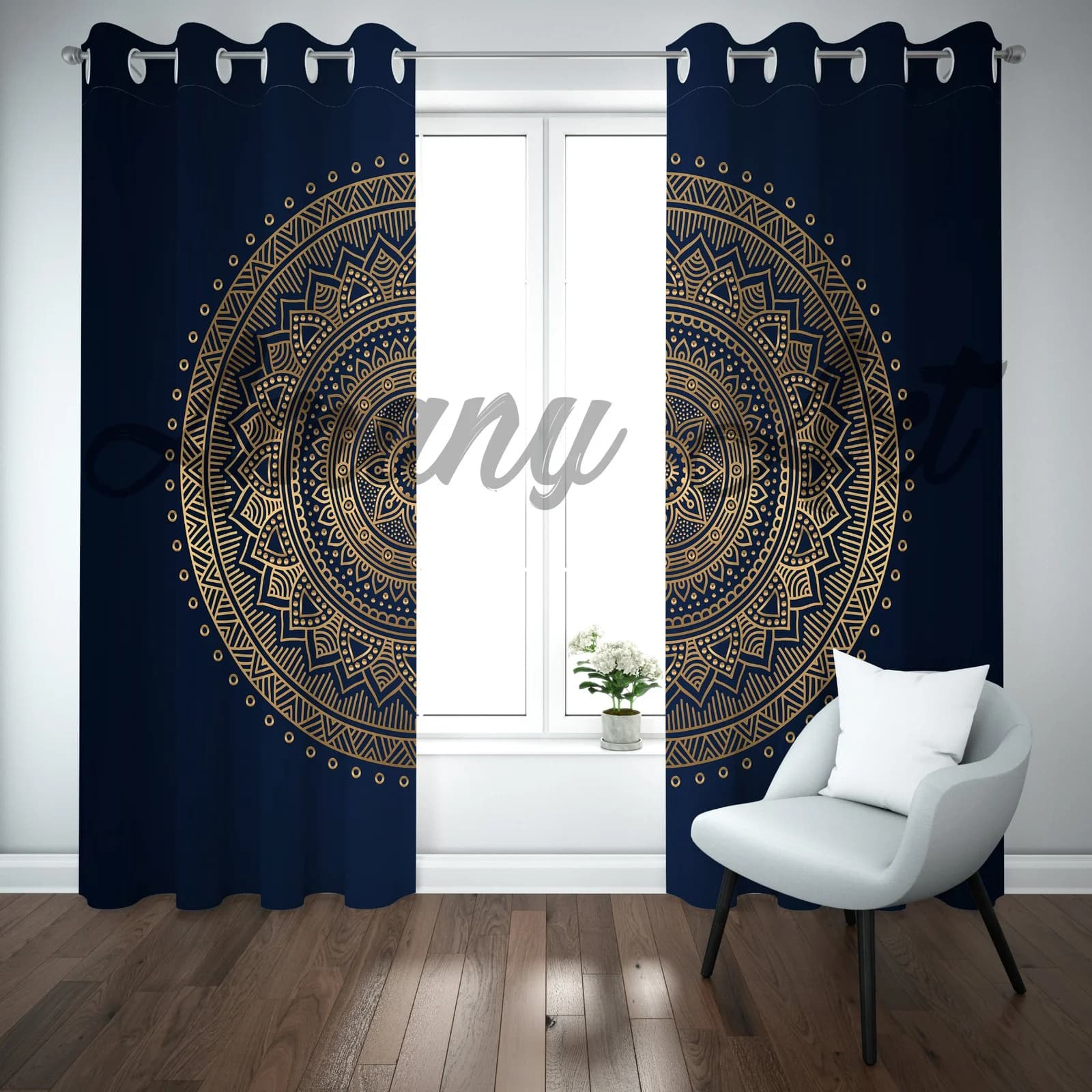 Navy Blue Curtain