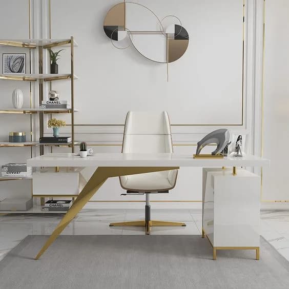 White & Golden Office Desk