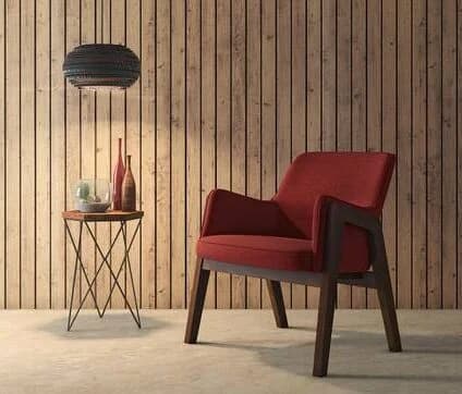 Wood Lounge Chair In Red