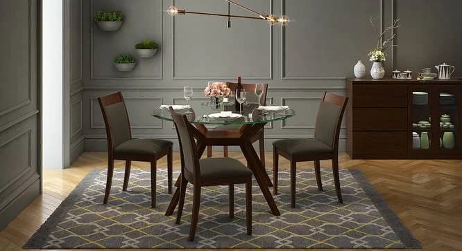 4 Seater Round Glass Top Dining Table Set