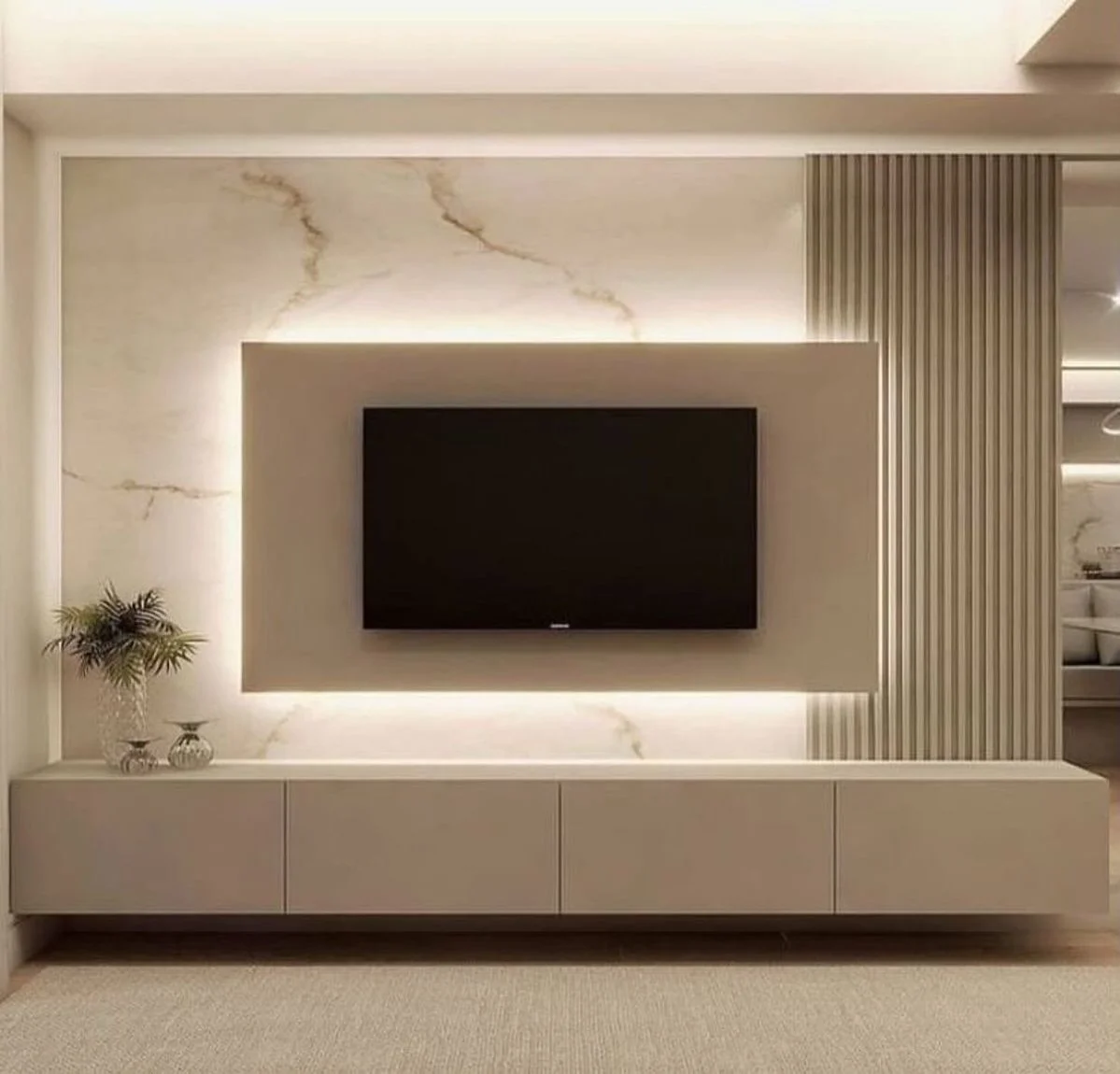 Marble LED Wall-Mounted TV Unit
