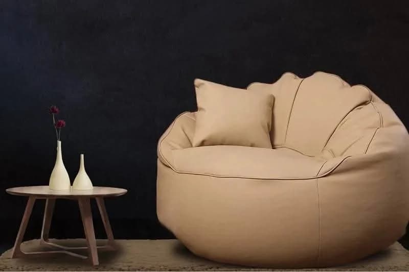 Modern Beige Lounge Bean Bag Armchair