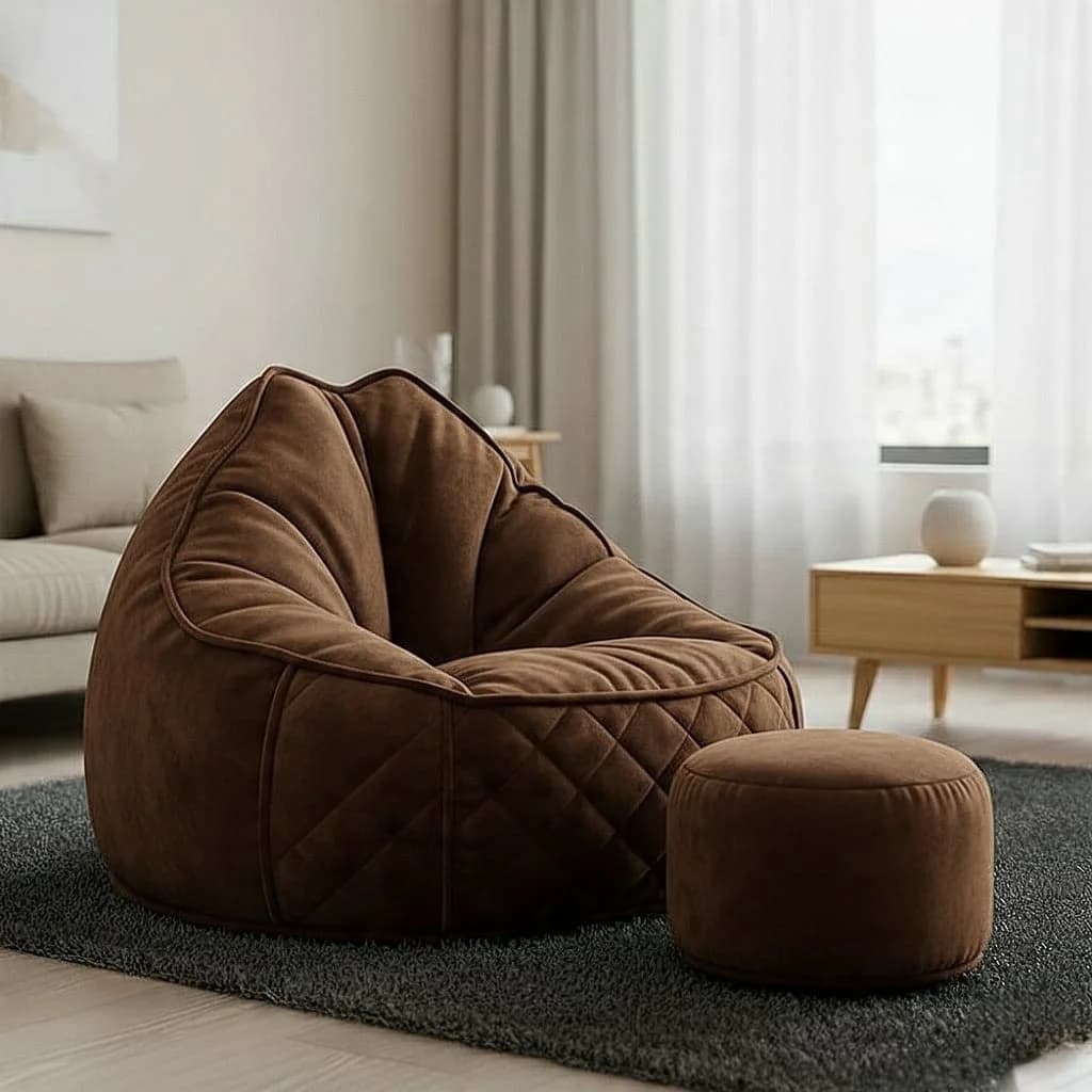 Modern Quilted Bean Bag Lounge Chair