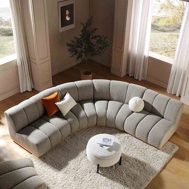 Curved Bouclé Sectional Sofa