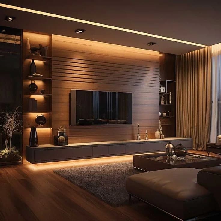 Modern Wooden TV Wall Panel