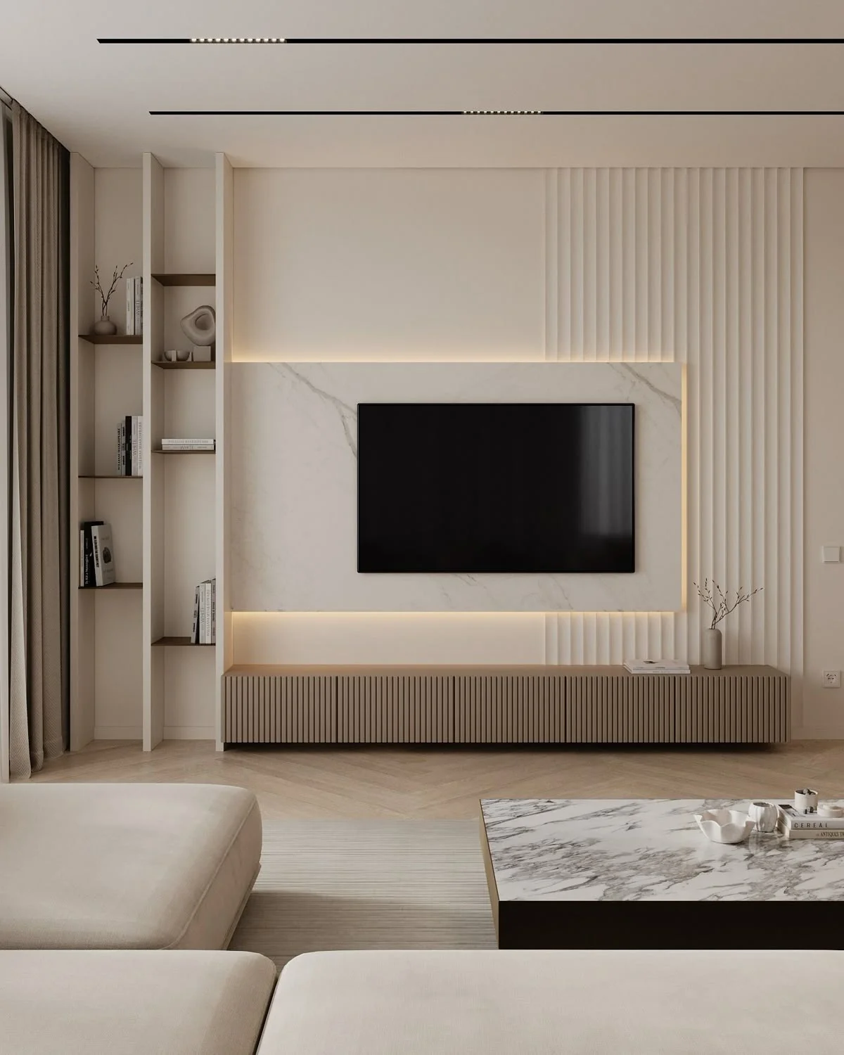 Modern Minimalist Beige TV