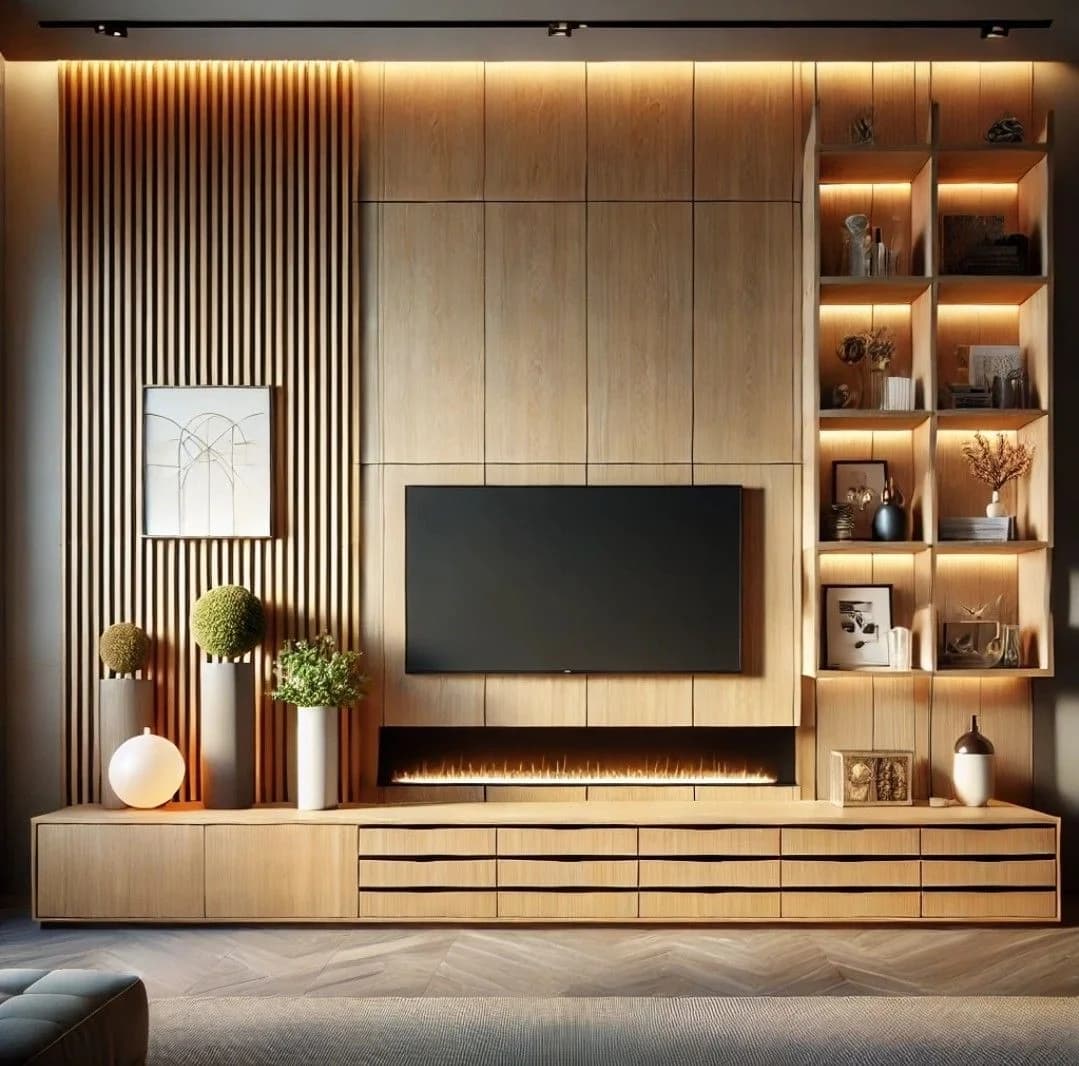 Light Wood Floating TV Unit