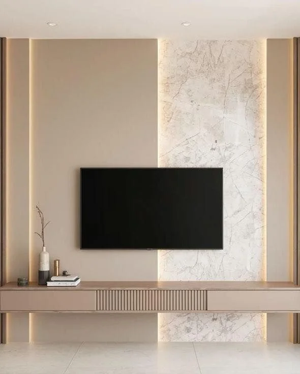 Luxury Marble TV Unit with Ambient LED Lighting