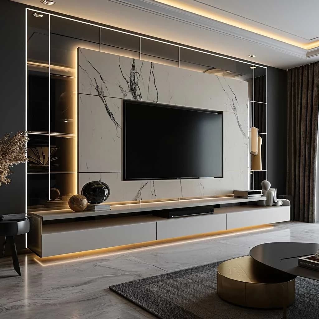Modern Marble TV Wall Unit