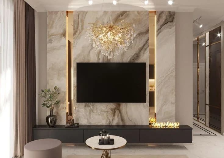 Stone TV Accent Wall